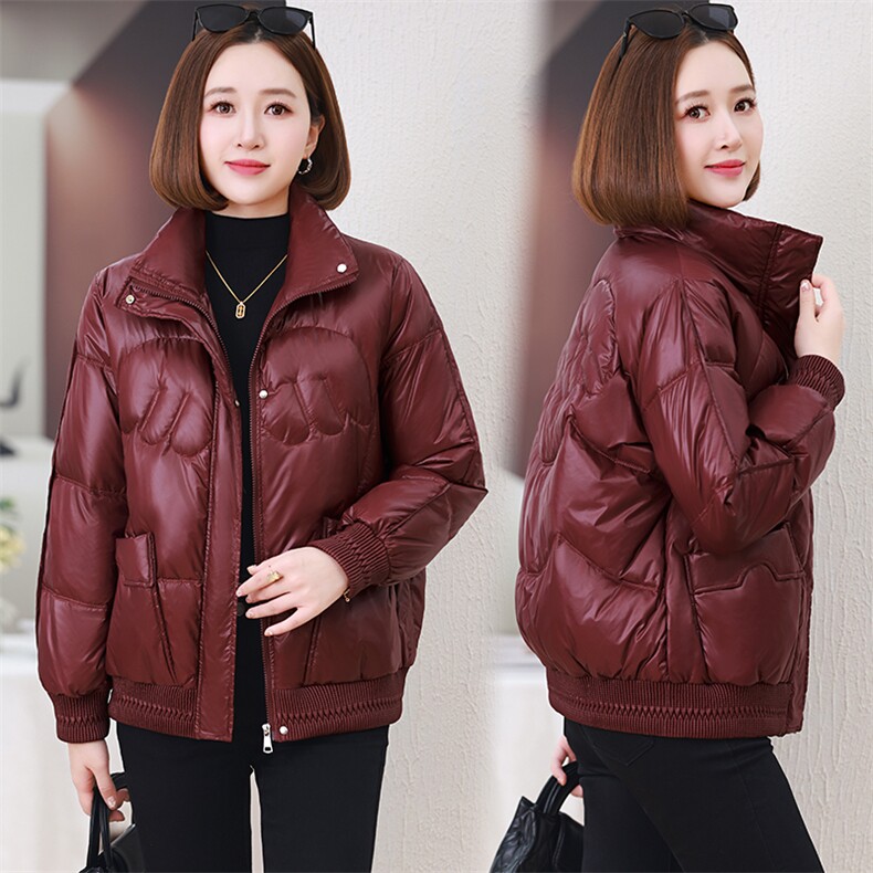 时尚洋气立领保暖羽绒服女2024冬季新款宽松小个子短款白鸭绒外套,女装羽绒服,婷思杰（原婷想服饰）