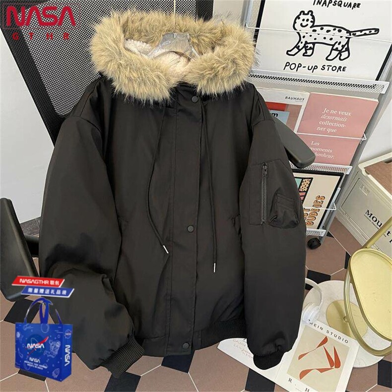 1506-1/GS61050/P92连帽毛领派克服保暖美式痞帅宽松百搭外套图片