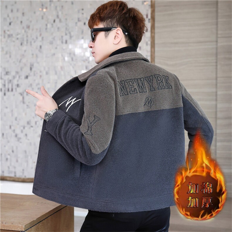 秋冬新款高品质毛呢大衣短款刺绣拼接休闲夹克外套男A06P140控228,男装毛呢大衣,电商B226