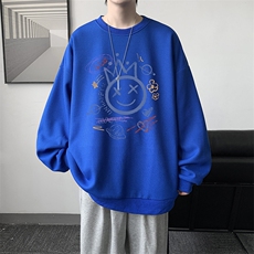 华夫格卫衣圆领卫衣男大码长袖t恤男外套HW76180-P30加绒款-P40，男装卫衣，电商A040