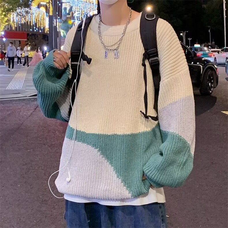 美式街头设计感圆领毛衣男慵懒风休闲针织衫M9971P40,男装针织衫/毛衣,星座1116-2