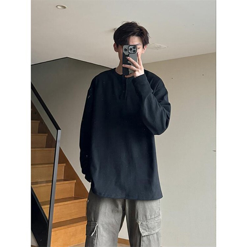 秋冬套头长袖套头圆领T恤德绒打底衫男潮XZ213-V006-P35控58,男装T恤,星座213