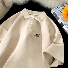 可设48小时支持抖音得物来样二开网眼透气翻领t恤美式短袖POLO衫，男装T恤，电商A486