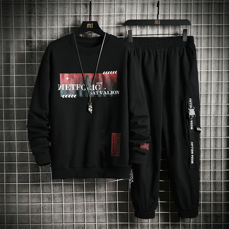 新款春秋男士卫衣ins潮流百搭宽松秋装两件套套装DS988T,男装卫衣,电商A102