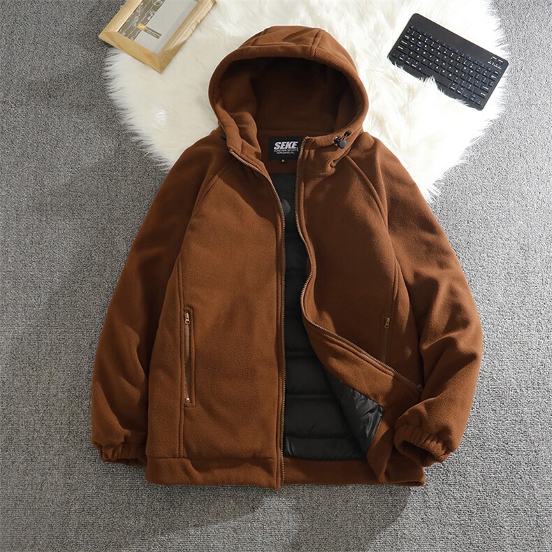 大码加厚摇粒绒羽绒服卫衣90白鸭绒宽松男女连帽外套夹克Y58P110,男装夹克,星座210