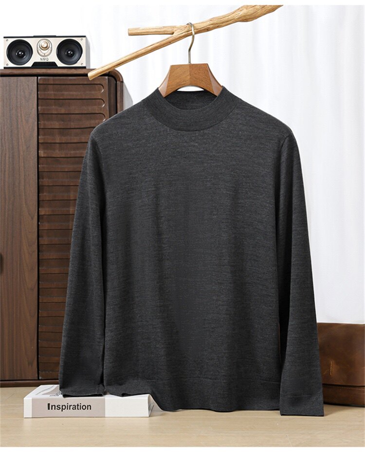 2025年秋季套头长袖青春流行半高领长袖休闲，男装羊毛衫，冀清阳荣