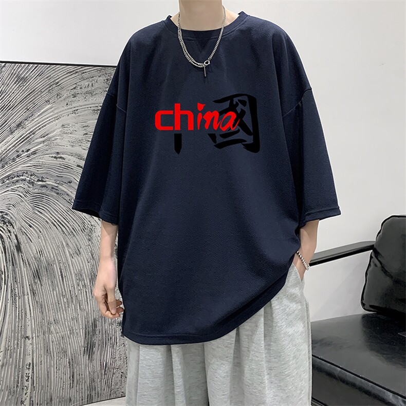 Q11189-P30春夏季七分袖t恤男大码五分袖男短袖中袖大皂风,男装T恤,电商A040
