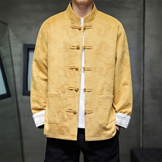 男士外套麂皮绒印花夹克盘扣立领唐装龙XZ1512-2508-P85，男装夹克，星座1512