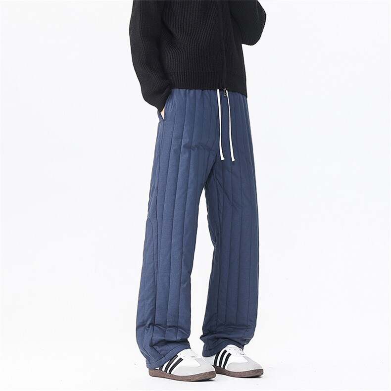8XL-M加厚夹棉保暖长裤棉麻绗缝竖格休闲裤加棉棉裤K9111P68控88,男装棉衣,电商D206-1