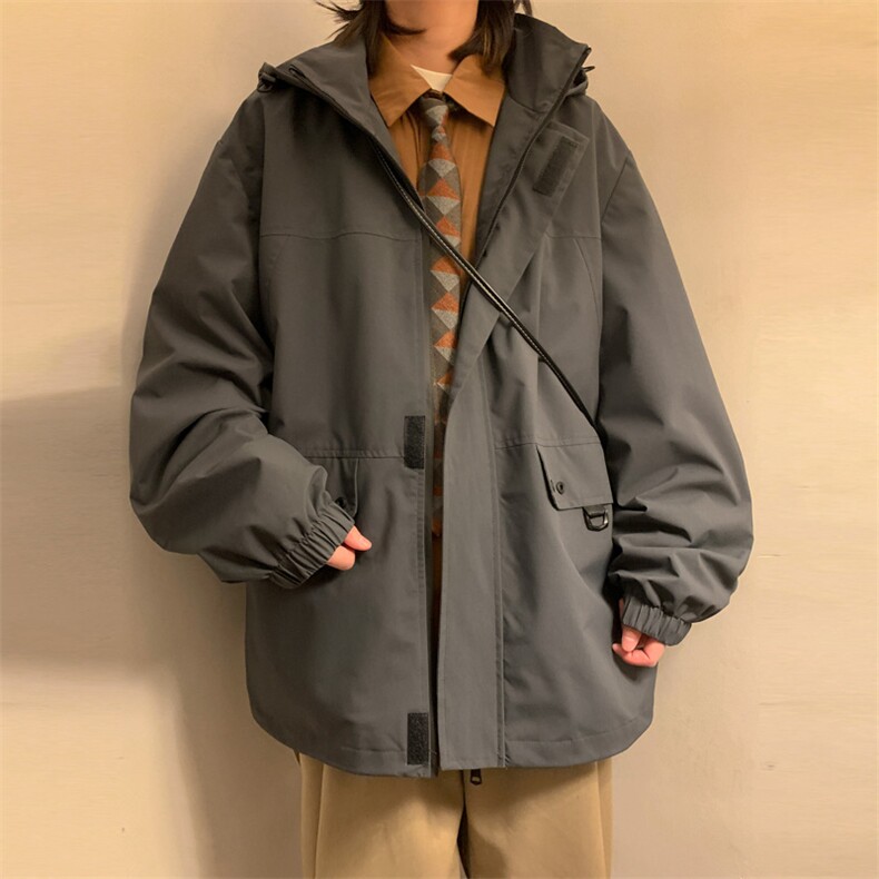 新款连帽冲锋衣夹克男山港风潮流宽松休闲外套A238-JK2305-P68,男装夹克,星座717