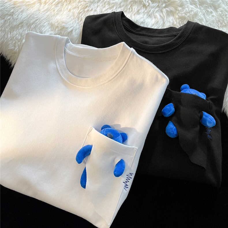 1中性风短袖T恤女情侣大码M-5XL网红小熊短袖T恤男DT7745P55控68，男装T恤，星座226-2