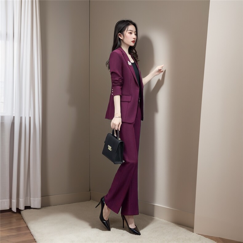 春季套装2025年新款女装时尚气质洋气职业装春秋装西装裤子两件套,女装套装/套裙,韩然一族