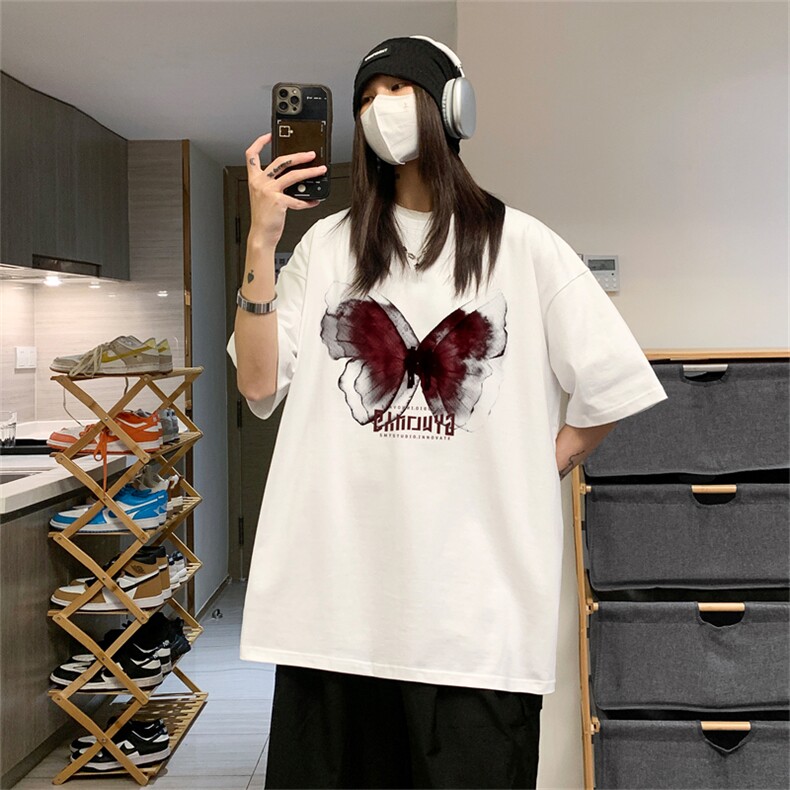 2024夏季中性风男女港风宽松纯棉体恤半袖dt426特p19,男装T恤,电商B370
