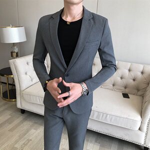 春款纯色休闲小西装无头风西服西裤套装 A328-1973-P165图片