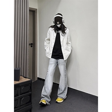 B221美式ins高街暗黑重工艺宽松直筒牛仔裤LK23125-P65控88，男装牛仔裤，电商B221