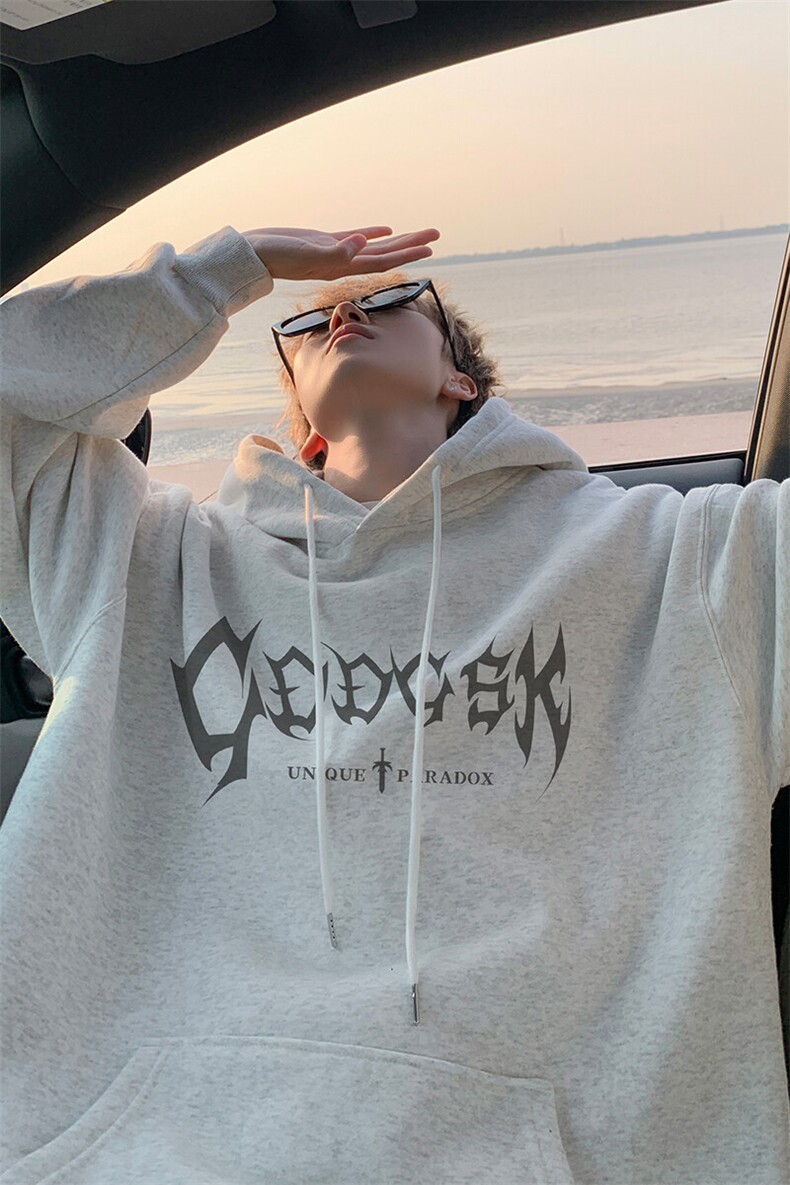 秋冬高街青年宽松连帽卫衣男,男装卫衣,电商B316