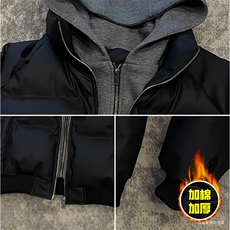 现货高品质重磅工艺美式高街假两件PU皮棉衣男女加厚棉服外套，男装棉衣，电商A443
