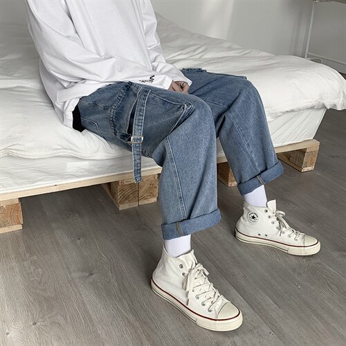 牛仔裤男港风宽松直筒ins潮牌百搭休闲阔腿工装老爹裤子NK703-p45图片