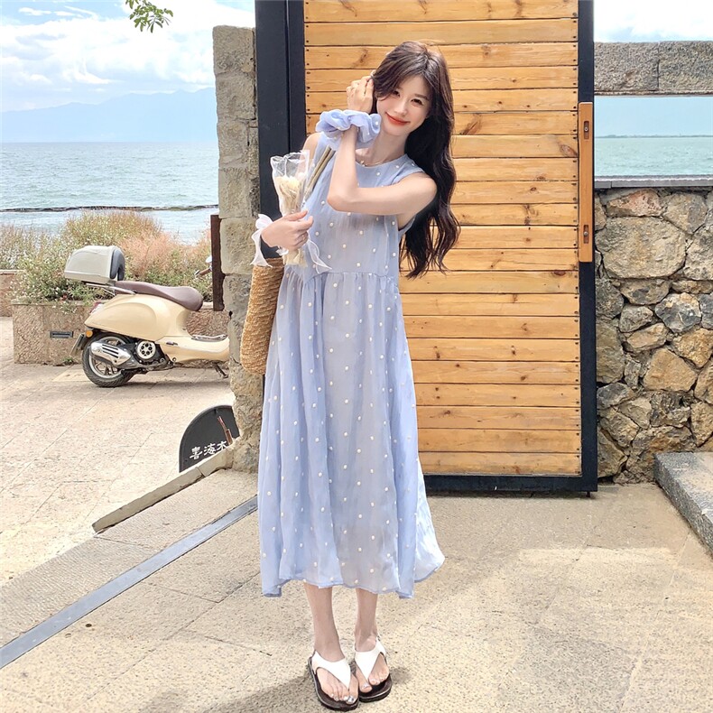 现货波点连衣裙配头绳2582P145K218,女装连衣裙,2C201