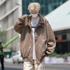 麂皮绒外套男春秋季2023新款设计感上衣美式宽松休闲夹克W6677，男装夹克，星座1116A-1（原606A）