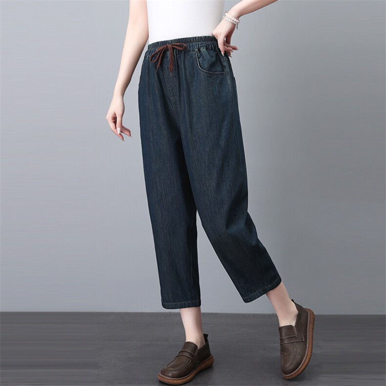 牛仔裤女夏季秋款2025新款直筒显瘦小个子妈妈裤子大码休闲九分裤，女装牛仔裤，悦见她