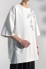 2024夏季新款港风光影墙大码刺绣风短T恤M-5XHT24273-特P30，男装T恤，电商A022