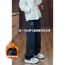 薄款改加绒特批P35无差价冬抖音银狐绒拖地长裤男K1958J加绒，男装休闲裤，电商A001
