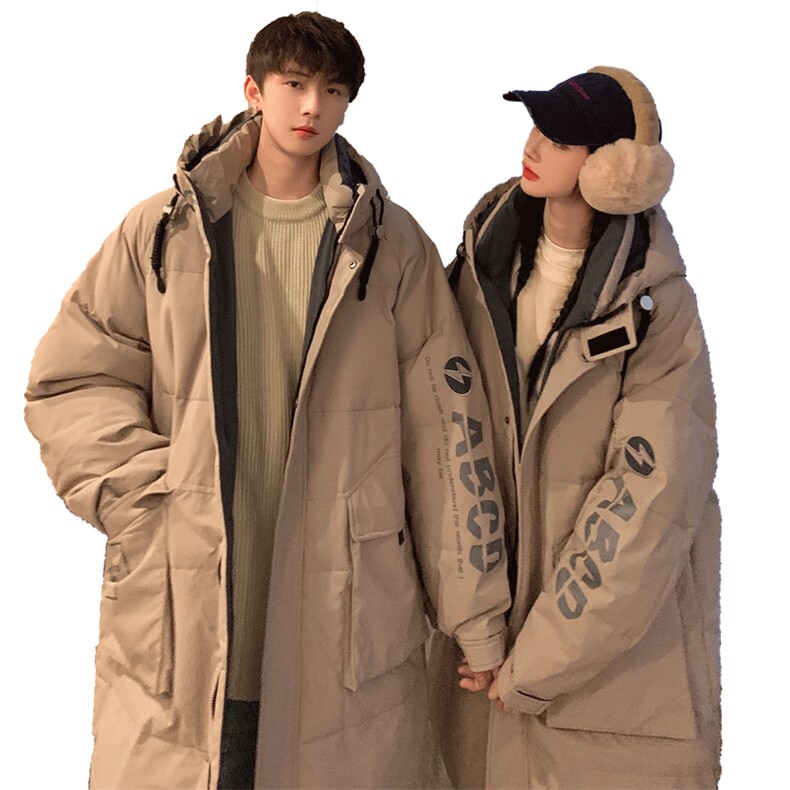 羽绒服男冬季新款港风宽松中长款白鸭绒情侣外套YR906-P170(现货,男装羽绒服,星座214-3