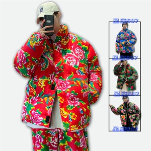MY203东北大花风民族特色花棉袄棉衣保暖面包服大码男女棉服图片