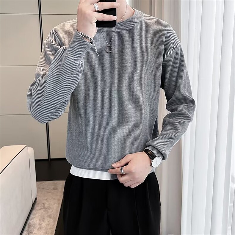 男装春秋季时尚圆领毛衣男士休闲针织衫线衣百搭打底衫S569,男装针织衫/毛衣,星座1116A-2（原606A-1）