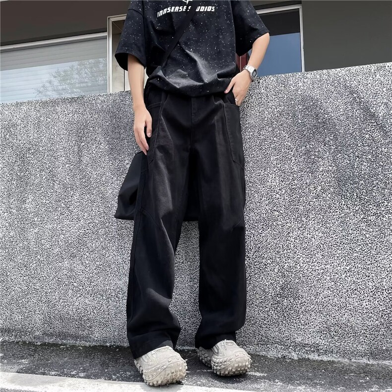 新款复古美拉德棕色拼接工装裤男女美式潮牌cleanfit直筒裤子,男装工装外套,星座601-2