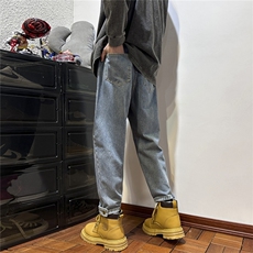 k1050-p45-控68现货oversize蓝色风牛仔裤拼接，男装牛仔裤，星座116