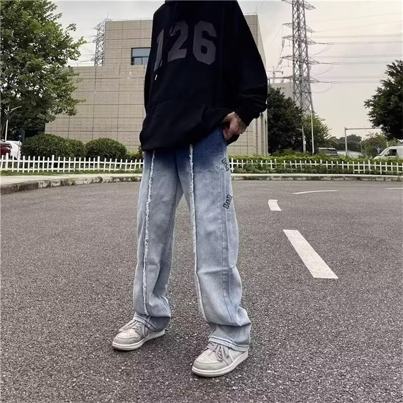1506-1/K52091/P48港风潮男夏季新款个性字母牛仔裤嘻哈i百搭时尚图片