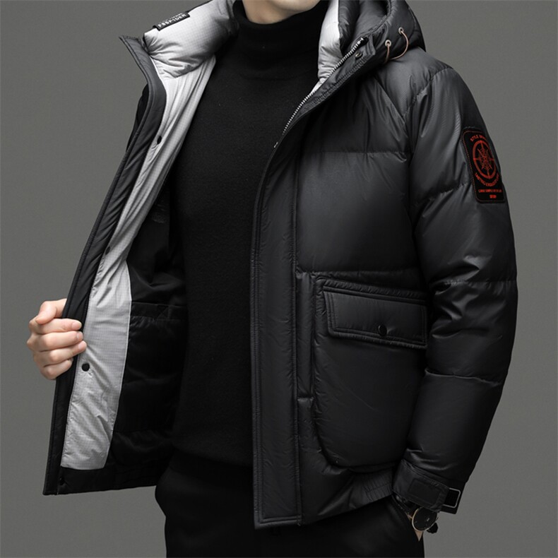 羽绒服男士2023新款中年连帽商务休闲上衣冬季加厚保暖外套男装，男装羽绒服，电商B212（原钱塘6029）