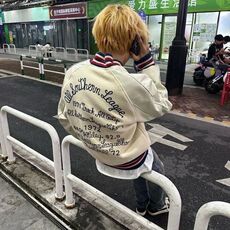 1506/QF9120/P119春秋新款复古潮牌棒球宽松夹棉夹克，男装夹克，星座1506