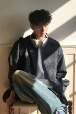 秋季泡泡纱细格子衬衫C6034-TP4068休闲男女可穿衬衣外套男，男装衬衫，电商A102