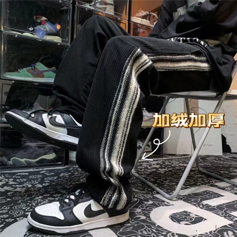 美式高街欧棉绒加绒加厚直筒休闲运动裤货号K682P60加绒P75控价98,男装休闲裤,电商A063