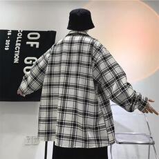 2024春秋新款机车格子男装潮流小香风拼接宽松时尚外套男夹克上衣，男装夹克，星座218-1（原230）