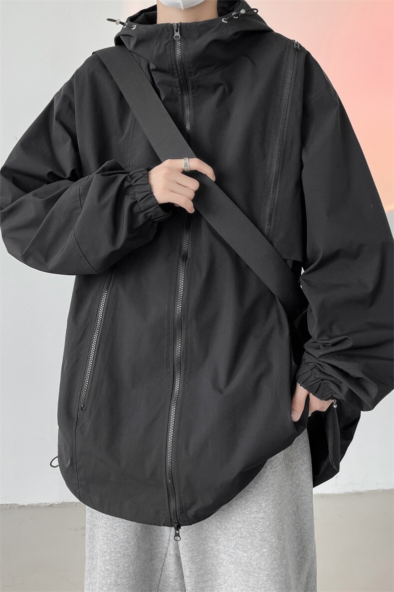 JK8109/P65秋装新品冲锋衣男风衣夹克美式机能工装多拉链外套连帽,男装夹克,电商A141