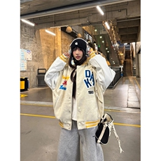 网图有货植绒刺绣字母棒球服男女宽松百搭夹克外套上衣A848-P65，男装夹克，星座1505