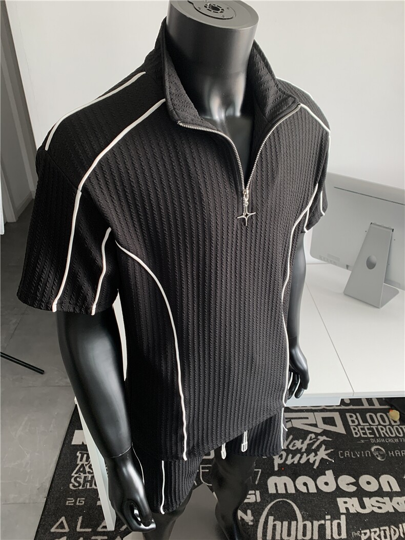 XZ809A/TZTZ01/P80/控98肌理感拼接解构休闲套装,男装休闲套装,星座809A(原222-1)
