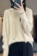 2024年秋冬季新款通勤长袖羊毛LTR202322字母加厚羊毛帽衫开衫，女装羊毛衫，丽特绒