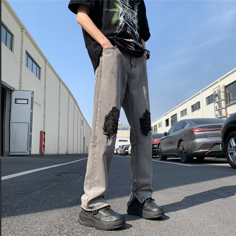 欧美高街牛仔裤男韩版潮流破洞个性2025夏季新款ins长裤RK320-P47,男装牛仔裤,星座412