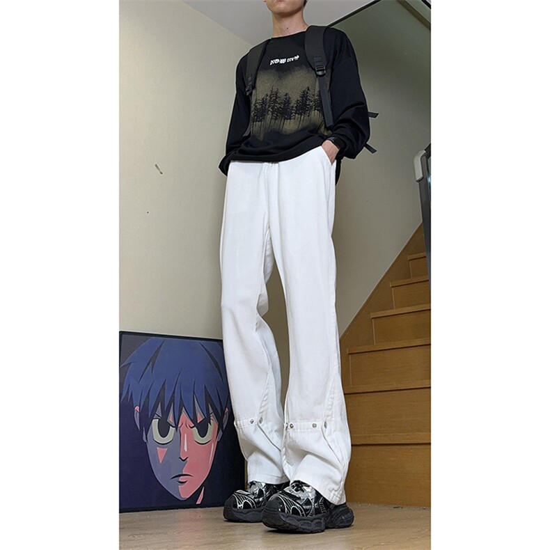 美式ins高街hiphop微喇铆钉牛仔裤货号K2435P50控68,男装牛仔裤,电商A063