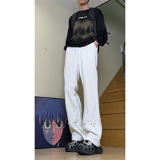 美式ins高街hiphop微喇铆钉牛仔裤货号K2435P50控68，男装牛仔裤，电商A063