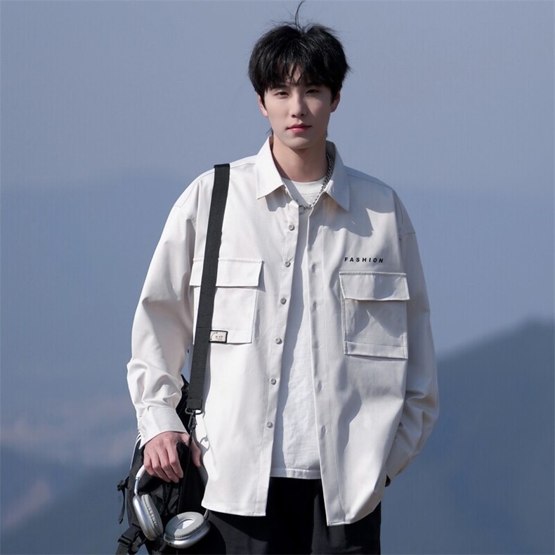 25年春季长袖衬衫男工装外套衬衣宽松现货DS-C323-1-2501-特批50，男装衬衫，电商C323-1