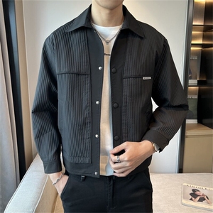 2025春装 翻领夹克新款撞色翻领复古休闲男士外套潮JK087-P105图片