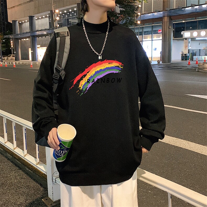 M18064-P45加绒款-P65半高领毛衣男士大码针织衫男毛线衣男,男装针织衫/毛衣,电商A040