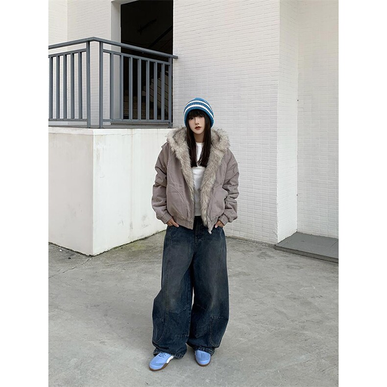 现货高品质美式高街冬季重磅硬挺短款座山雕毛领棉衣男女加厚外套,男装棉衣,电商A443