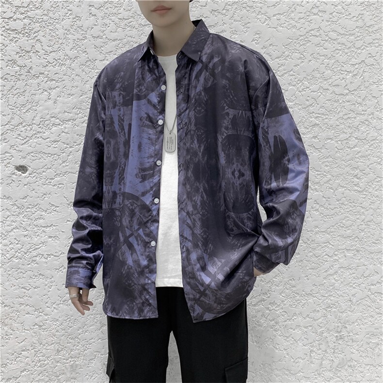 男新款长袖衬衫港风日系满身印休闲外套C002P32，男装衬衫，星座1116-2